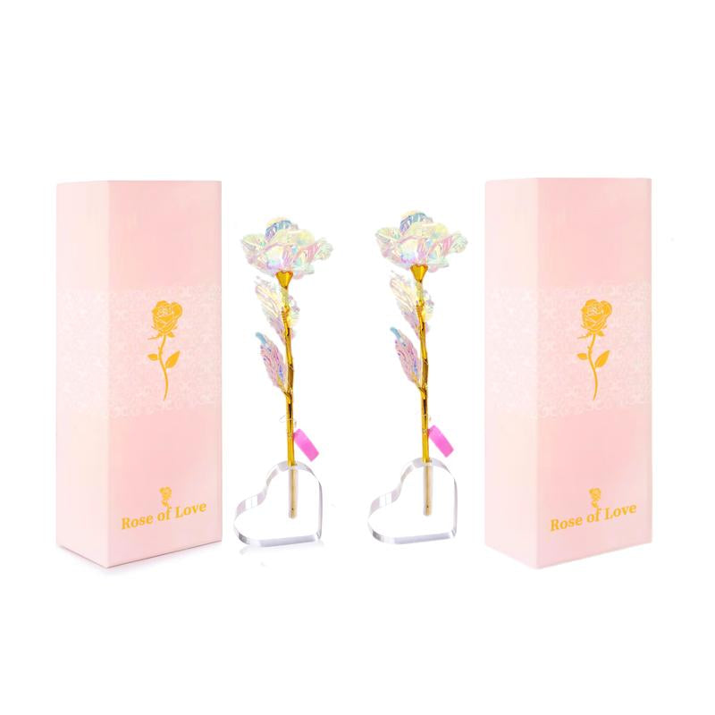 🌹 Rosa Eterna Galaxy de Cristal con Base Corazón