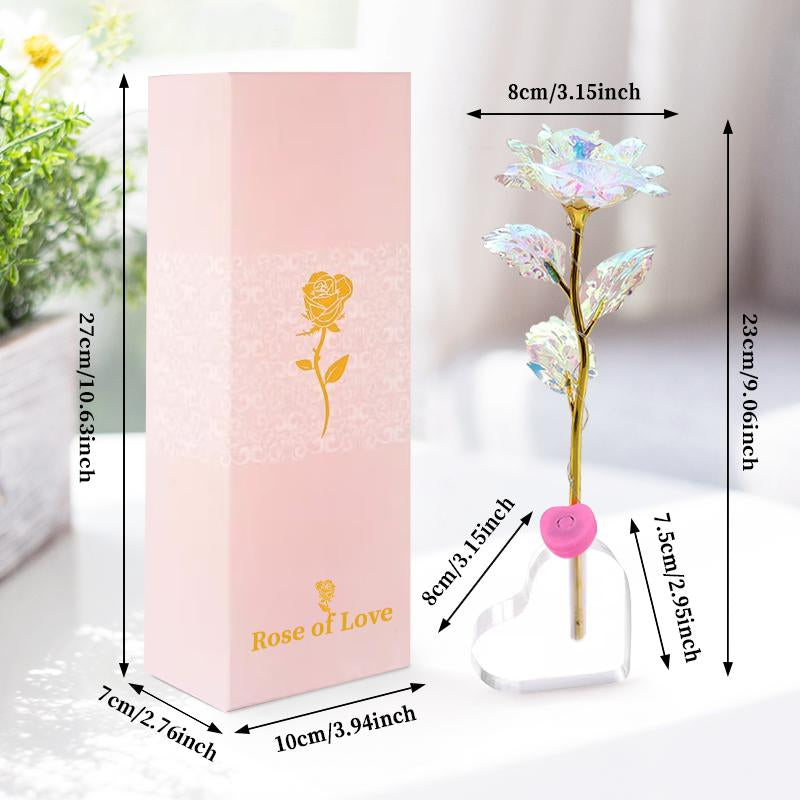 Valentine'S Day Rose Gifts for Her, Birthday Gifts for Women, Galaxy Rose Glass Forever Flowers with Heart-Shaped Base, Eternal Crystal Roses, Valentine Gifts for Grandma Wife Sister Girlfriend